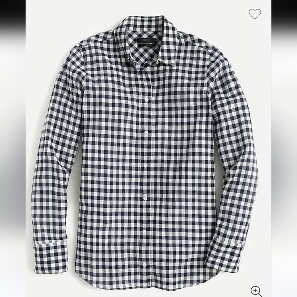 J. Crew Classic Button Front Boy Fit Shirt Gingham Print Shirt C6086 Size 12 - Picture 8 of 8